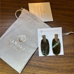 Kendra Scott Dark Green Stone Earrings